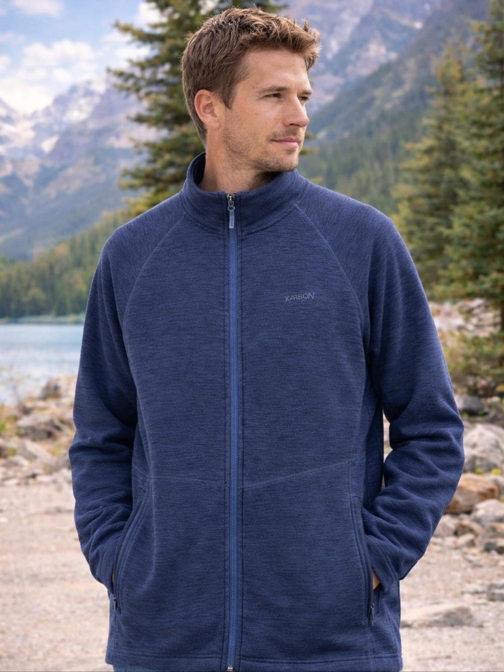 Karbon Navy Blue Full Zip Fleece Jacket XXL Athletic Performance Layer
